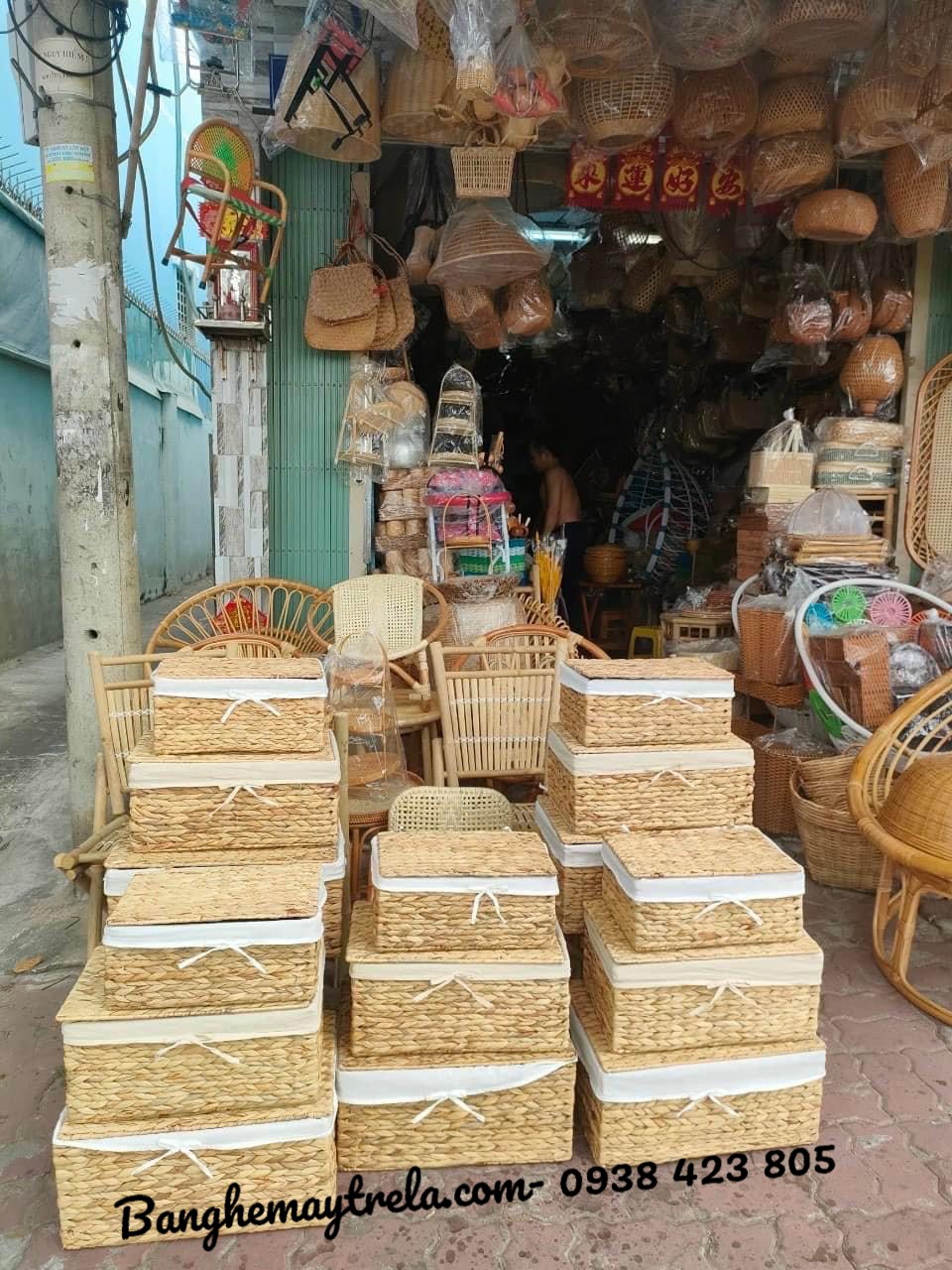 Giỏ chữ nhật đựng đồ mây tre đan